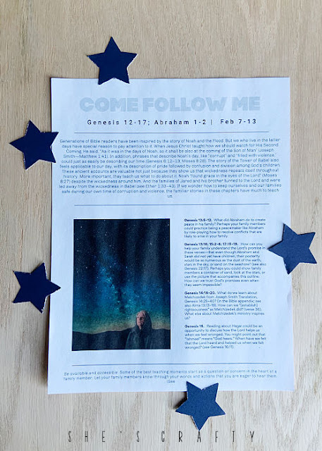 Come Follow Me printable with paper stars Feb 7